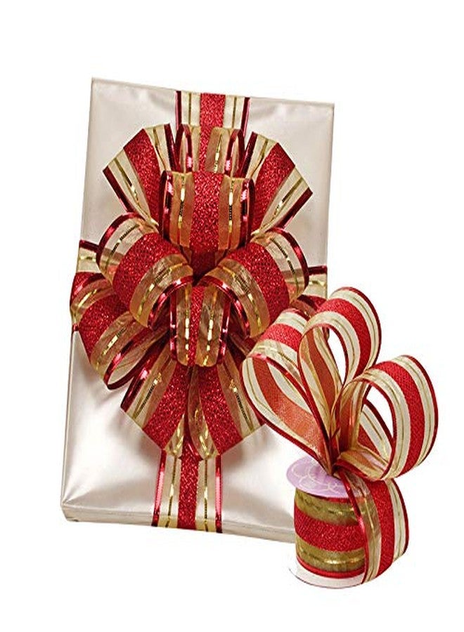GiftWrap Etc. Red Gold Striped Wired Ribbon - 2 1/2" x 10 Yards, Valentine's Day, V-Day, Gift Wrapping, Wreath Decoration, Garland, Tree Topper Bow, Wedding, Reception, Anniversary, Fall, Christmas - Image 3